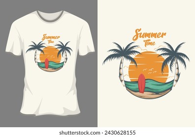 Summer Time Retro Vintage T Shirt Mockup