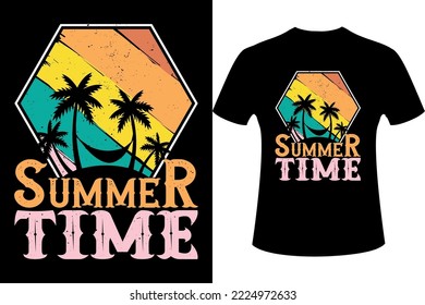 "Summer time" Retro Vintage t-shirt design, Summer T-shirt design, Vector illustration design for t-shirt.