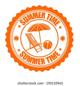 Summer time rubber stamp on white, vector illustration