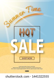 Summer time Sale banner. Vector illustration
