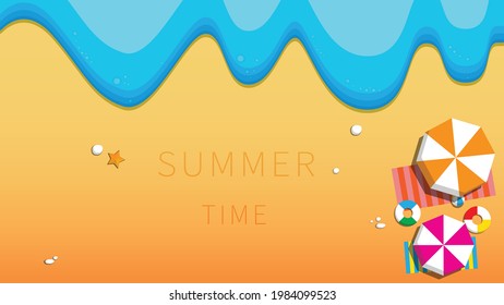 Summer time with sand and sea background. 