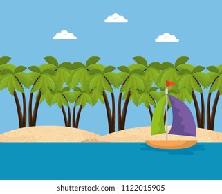 summer time scene with sailboat