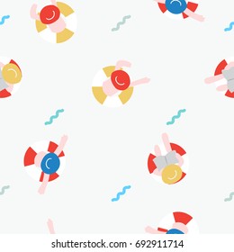 Summer time at the sea, Hand draw seamless pattern, safety swim with buoy