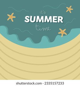 Summer time. Sea surf. Design for card, postcard, sticker. Ocean and beach. Flat vector illustration.