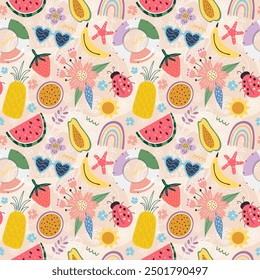 Summer time. Seamless pattern, vector illustration