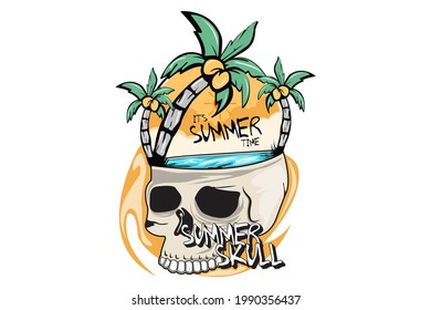 its summer time shirt design with skull