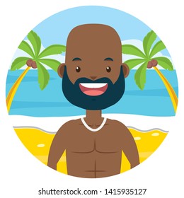 summer time shirtless man in the beach