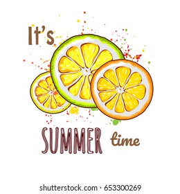 It's summer time. Sliced orange with splashes