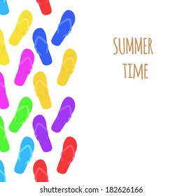 Summer time. Slippers on white. Banner. Vector illustration