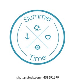 Summer time stamp with four little icons illustration isolated in a white background
