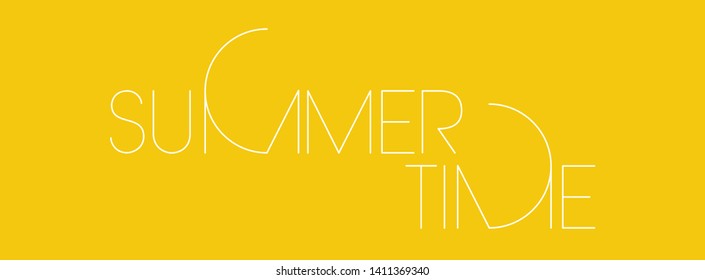Summer time - stylish hand drawn lettering on yellow background. Flat vector illustration for greetings, party invitations, cards, posters, banners, flyers, prints, seasonal design and decoration, web
