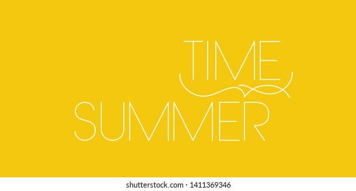 Summer time - stylish hand drawn lettering on yellow background. Flat vector illustration for party invitations, greetings, cards, posters, banners, flyers, prints, seasonal design and decoration, web