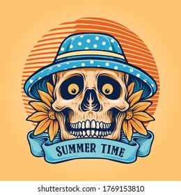 Summer Time Sugar Skull with Banner