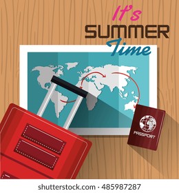 its summer time suitcase passport map design