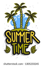 Summer Time Summertime Design On A White Background Vector Media