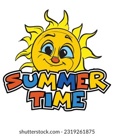 
verano Sun Cute Funny Cartoon Cartoon Caracteres de contorno negro de arte vectorial diseño cómico temporada de verano saludo