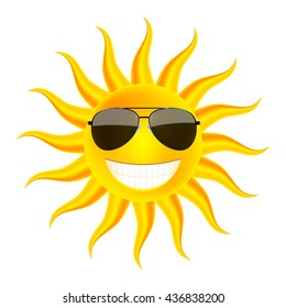 Summer time. Sun in glasses. Vector Illustration