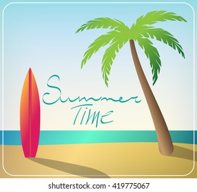 Summer Time surfing illustration