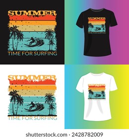 Summer time for surfing Palm tree with. Surfing club graphic print design for t shirt. Beach sketch graphic print design for t shirt