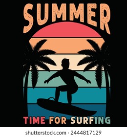 Summer time for surfing T Shirt Design