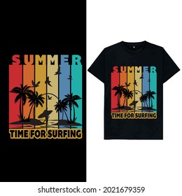 Summer Time For Surfing T-Shirt Design Vector