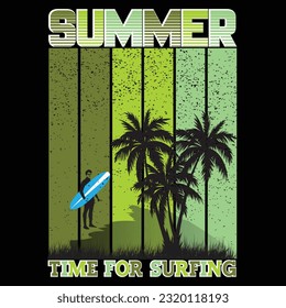summer time for surfing, summer t-shirt design, isolated background, enjoyed summer 