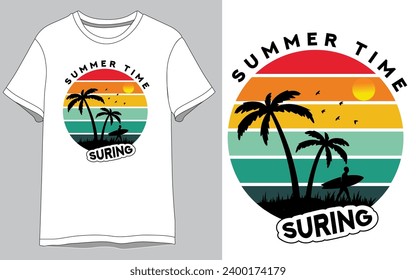 Summer Time Surfing Vector t shirt Design
