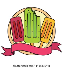 summer time sweet popsicles banner background vector illustration