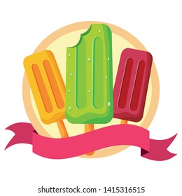summer time sweet popsicles banner background vector illustration