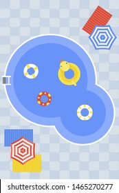 Summer time, Swimming pool with summer element vector