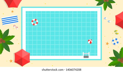 Summer Time, Swimming Pool Poster Vector Illustration