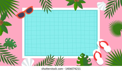 Summer time, Swimming pool poster vector illustration