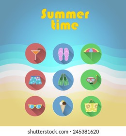 Summer time symbols, vector, illustration
