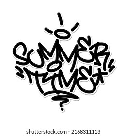 Summer time tag graffiti style label lettering. Vector illustration