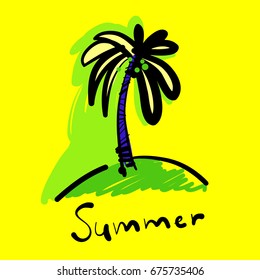 Summer time. Template poster, vector illustration. 