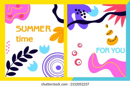 Plantillas de verano. Diseño de pancartas de moda. Fondo geométrico abstracto.