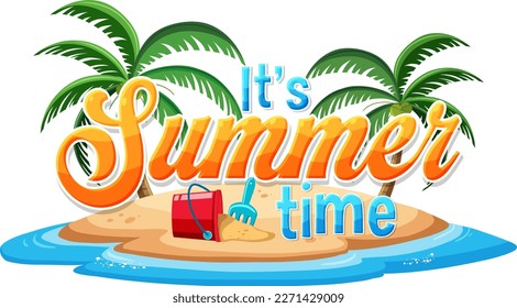 Summer time text on the island for banner or poster design illustration