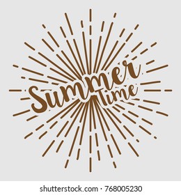 summer time text typography sun circle retro vintage design