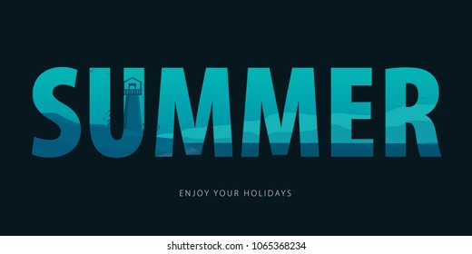 Summer time. Travel to sea or ocean. Vector Illustration