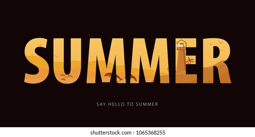Summer time. Travel to sea or ocean. Vector Illustration