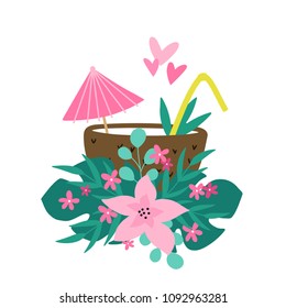 Summer time. Tropical vector illustration 