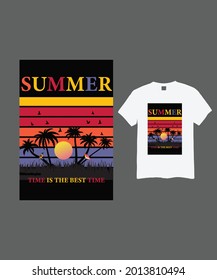 Summer time  T-shirt design template vector file , eps file and Mockup 