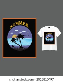 Summer time  T-shirt design template vector file , eps file and Mockup 