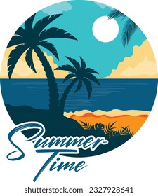 Sommerzeit, T-Shirt-Design, Vektorgrafik 
