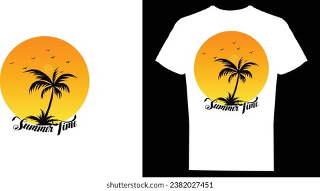 Summer Time T-Shirt Design, Vector apparel design for hot season.