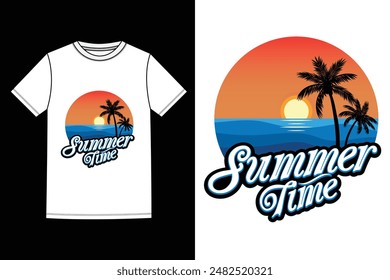 Summer Time T-shirt Design, Summer t-shirt design vector, illustration  typography