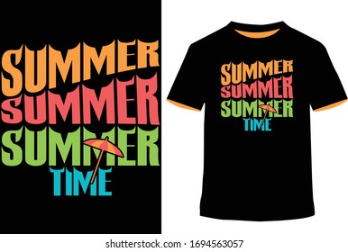 Summer time T-Shirt. typography, print, vector illustration.