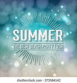 It's Summer time typographic design. Summer holidays, tropical paradise, sea, sunshine, weekend tour, beach vacation, adventure labels. Shining background. Vector illustration