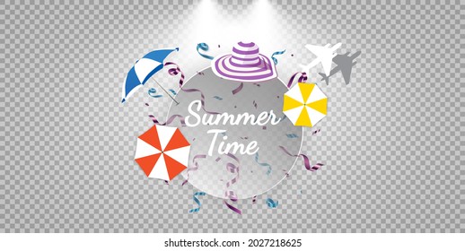 Summer Time typographic on vintage wood background. 