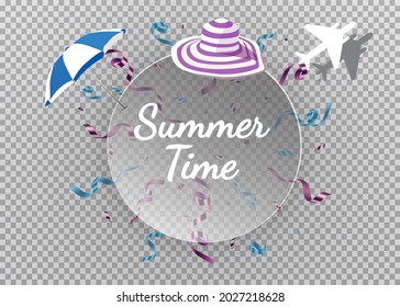 Summer Time typographic on vintage wood background. 